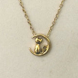 Cat Sitting On The Moon Necklace  
