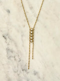 Oxi Long Ball Chain Necklace w Round Zirconias