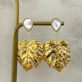 Monstera Deliciosa Earrings w Nacre