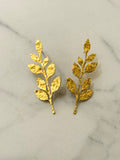 Laurel Branch Hammered Gold Earrings  