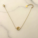Minimal Floral Bracelet w White Zirconia 