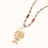 Poipu Long Bohem Necklace w Fishbone Charm