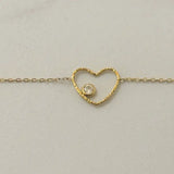 Minimal Heart Bracelet w White Zirconia 