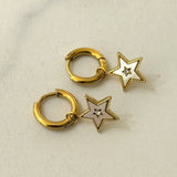 White Star Hoop Earrings   