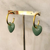 Enamel Heart Hoop Earrings