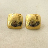 Floral Motiffed Square Form Stainless Steel Stud  Earrings