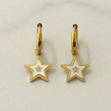 White Star Hoop Earrings   