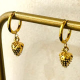 Golden Strawberry Hoop Earrings
