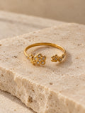 Beni Adjustable Floral Ring W Zirconium Stones