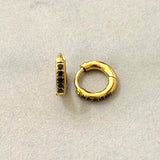 Mima Stainless Steel Hoop Earrings w Black Zirconias