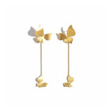 Brushed Gold Butterfly Dangle Earrings
