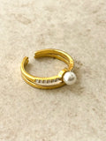 Victoria Pearl Look Stainless Steel Ring
