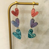 Glittered Heart Dangle Earrings 