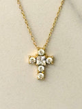 Minimal Cross Necklace w White Zirconias 