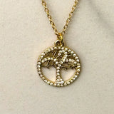 Tree of Life Necklace w White Zirconias