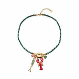 Summer Charms Necklace w Fabric Cordon