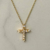 Cross Necklace w White Zirconias 