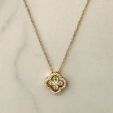 Maria Floral Necklace w Zirconium Stones 