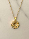 Sude Floral Necklace w White Zirconias  