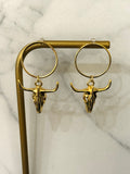 Bull Skull Stainless Steel Dangle Earrings 