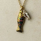 Bohem Fish Necklace w Seashell Charm