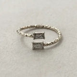 Maco Adjustable Stainless Steel Ring w White Zirconias