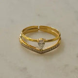 Ahuva Adjustable Ring W Zirconium Stones