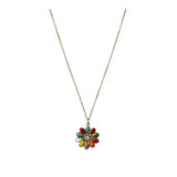 Kiku Floral Enamel Necklace w Zirconium Stone