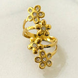 Hemma Floral Ring w White Zirconias  