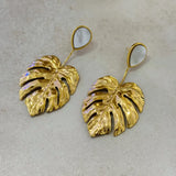 Monstera Deliciosa Earrings w Nacre
