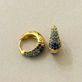 Elois Stainless Steel Hoop Earrings w Zirconium Stones