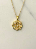Sude Floral Necklace w White Zirconias  