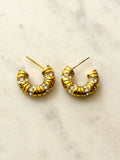 Roseta Hoop Earrings w White Zirconias