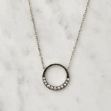Inez Round Necklace w White Zirconias