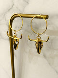 Bull Skull Stainless Steel Dangle Earrings 