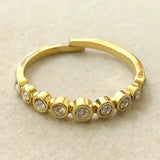 Kumi Adjustable Stainless Steel Ring w White Zirconias