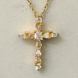Cross Necklace w White Zirconias 
