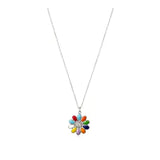Kiku Floral Enamel Necklace w Zirconium Stone