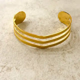 Tadao Triple Line Brushed Gold Bangle Bracelet