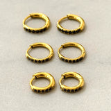 Mima Stainless Steel Hoop Earrings w Black Zirconias