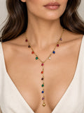Mija Long Necklace w Multicolor Zirconias