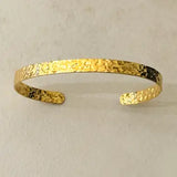 Ciel Hammered Gold Stainless Steel Bangle Bracelet