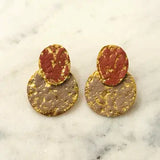 Rustic Painted Round Stud Earrings