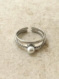 Victoria Pearl Look Stainless Steel Ring