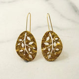 Hammered Gold Laser Cut Floral Earrings 