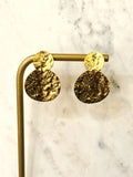 Hammered Gold Round Dangle Earrings
