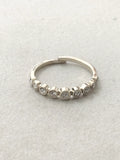 Kumi Adjustable Stainless Steel Ring w White Zirconias