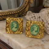Victorian Style Square Form Stud Earrings