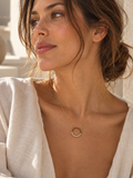 Inez Round Necklace w White Zirconias