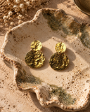 Hammered Gold Round Dangle Earrings